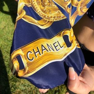 CHANEL Accessories - Chanel Silk Gold Double C Scarf CHANEL Accessories - Chanel Silk Gold Double C Scarf